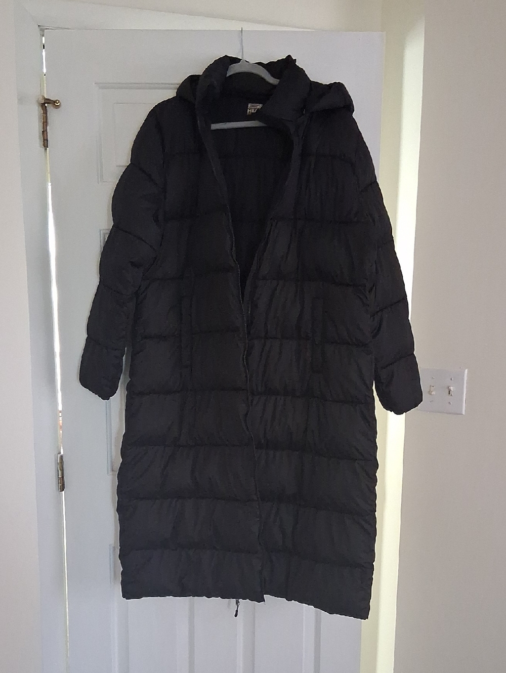 32 Degrees Black Long Hooded Puffer Coat